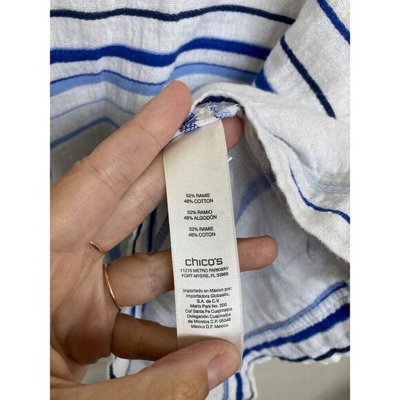 Chicos womens beachy top nautical 1 medium casual capsule stripe white blue - Picture 3 of 4